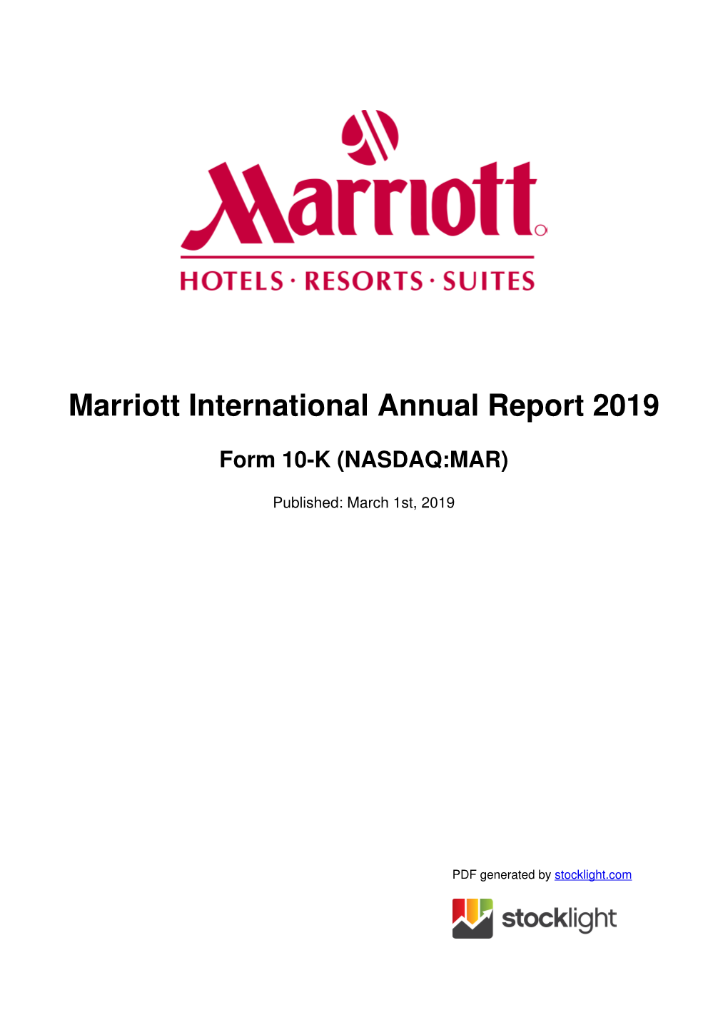 Marriott International Annual Report 2019