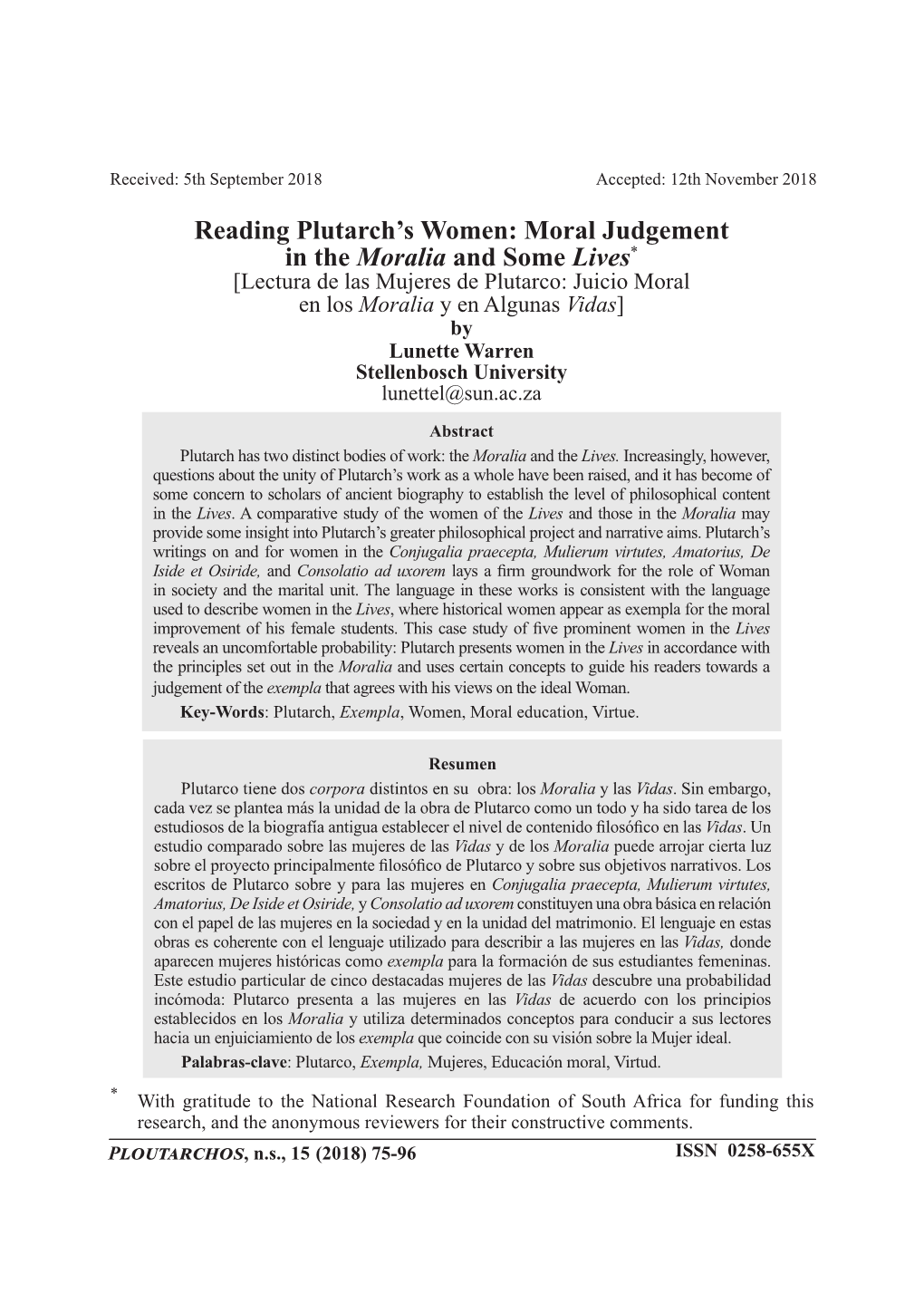 Reading Plutarch's Women: Moral Judgement in the Moralia