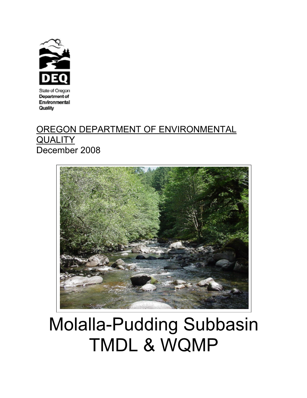 Molalla-Pudding Subbasin TMDL & WQMP