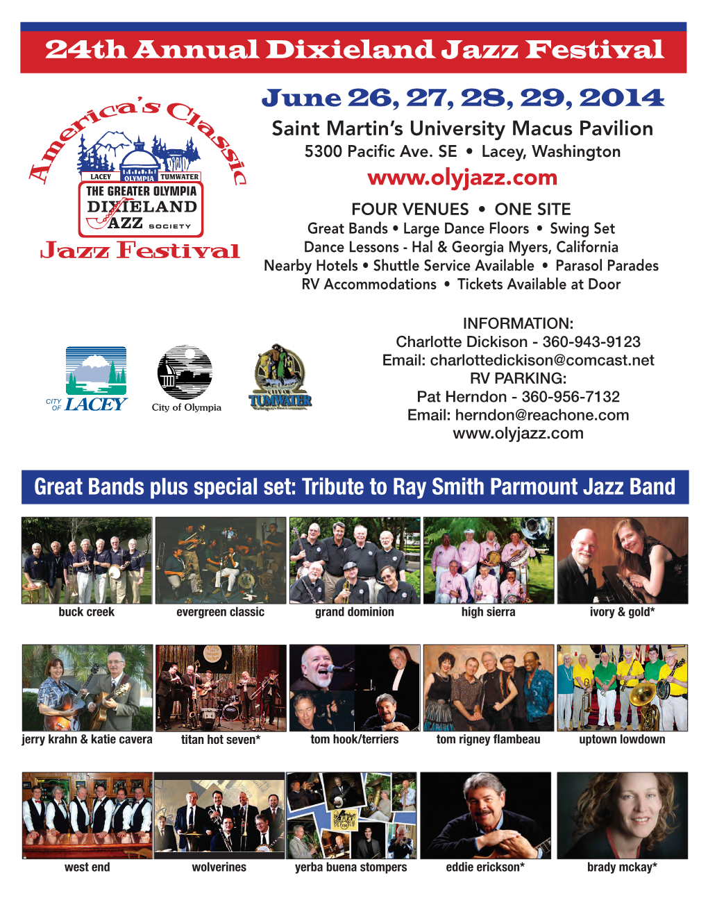 24Th Annual Dixieland Jazz Festival June 26, 27, 28, 29, 2014 Saint Martin’S University Macus Pavilion 5300 Pacific Ave