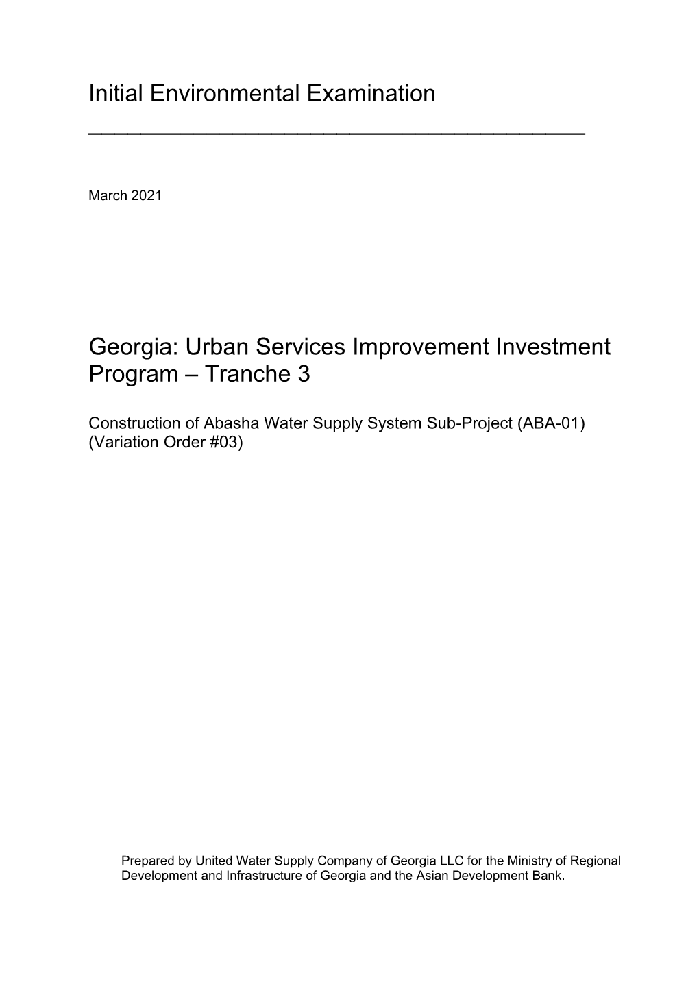 43405-025: Urban Services Improvement Investment Program