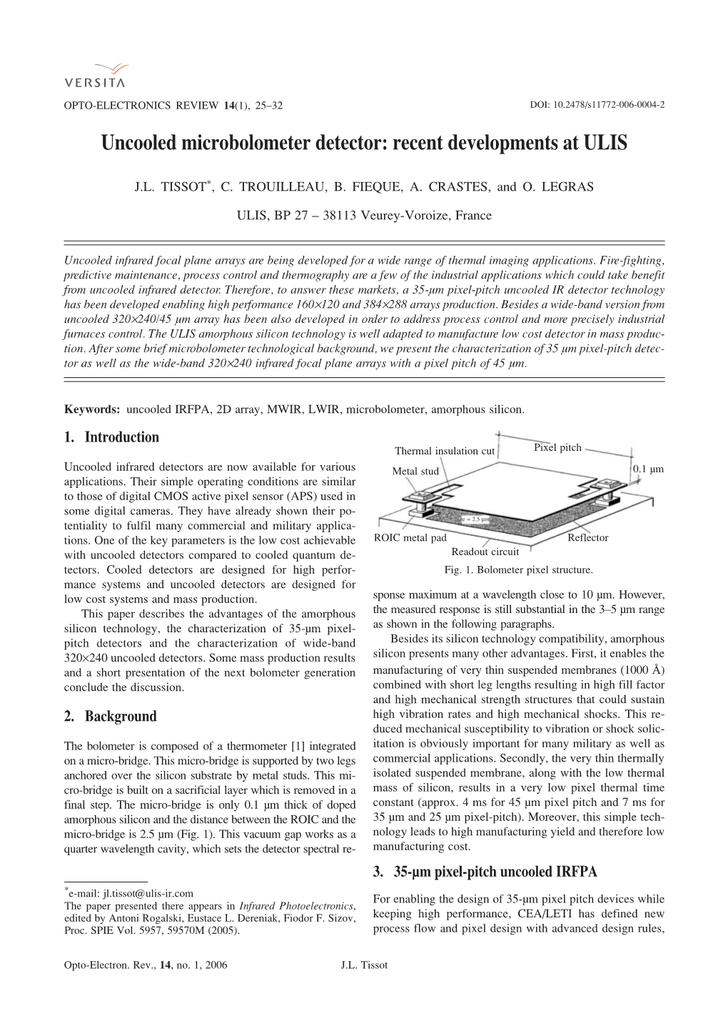 Uncooled Microbolometer Detector: Recent Developments at ULIS