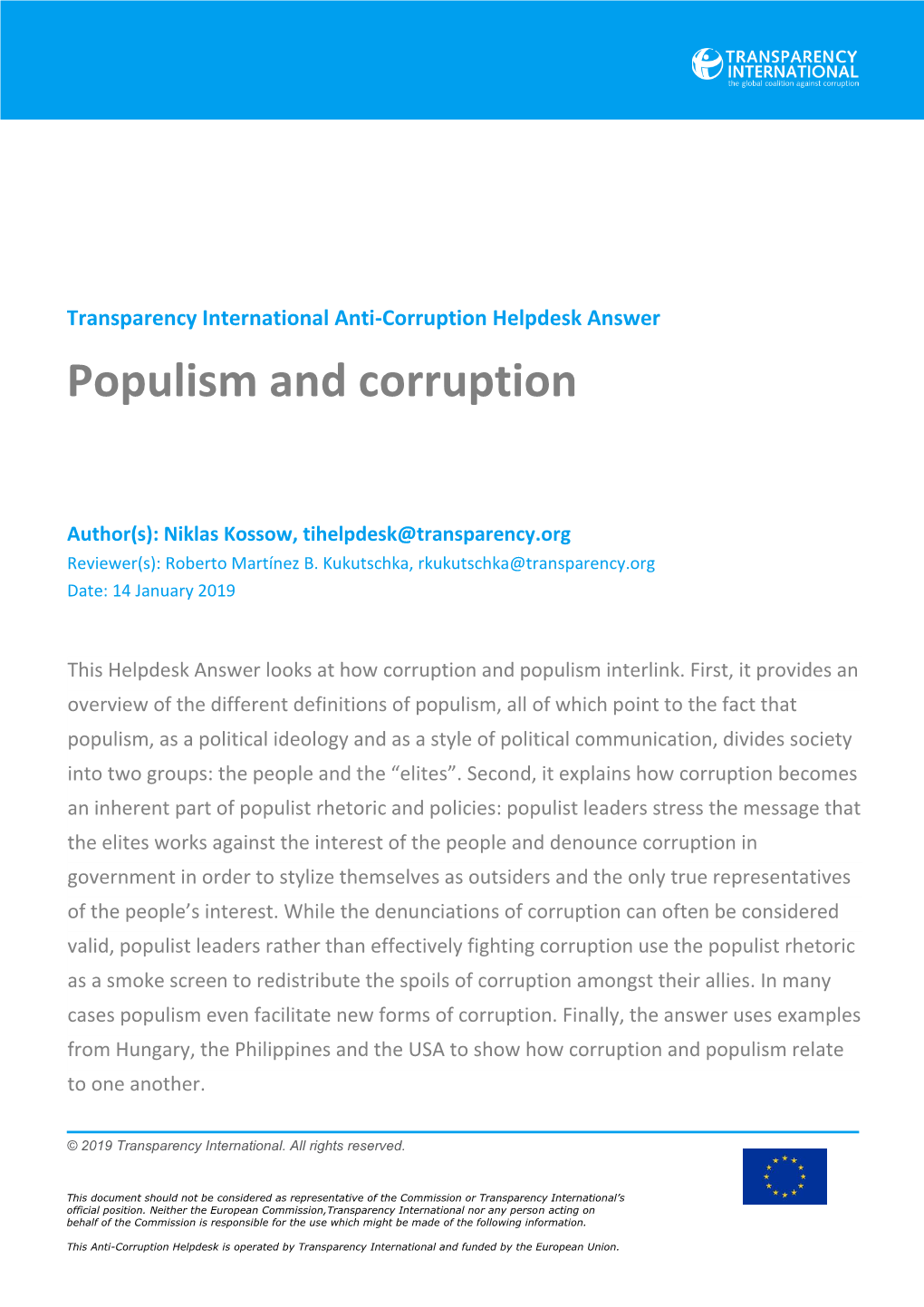 Populism and Corruption