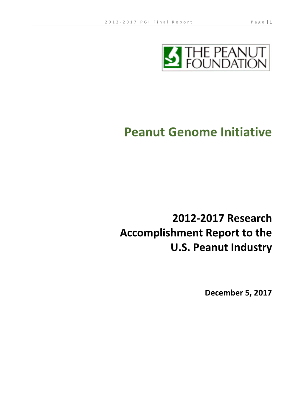 Peanut Genome Initiative Final Report