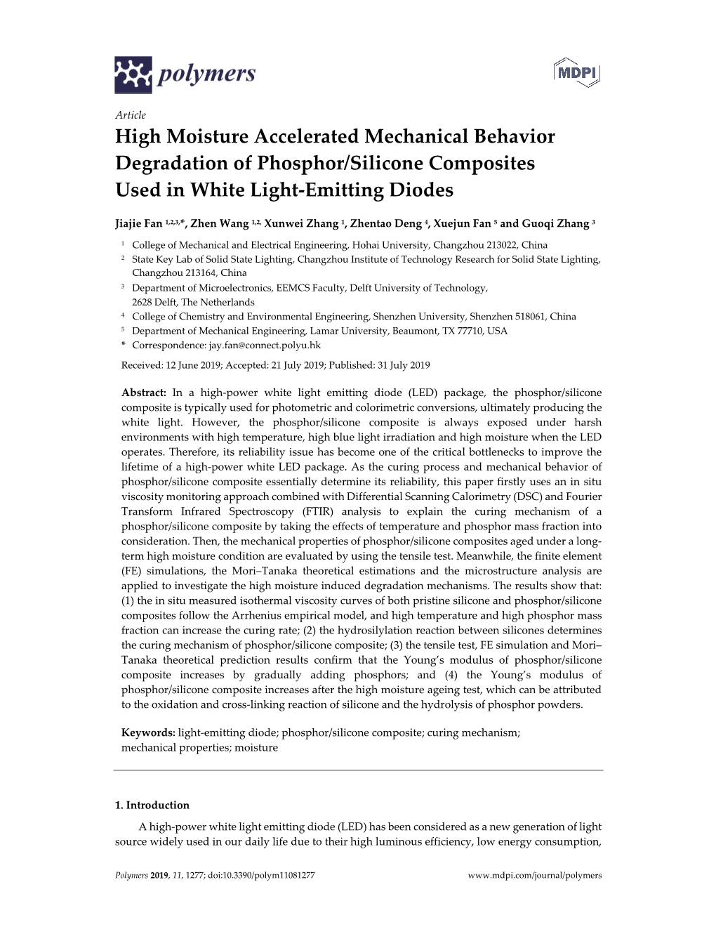 High Moisture Accelerated Mechanical Behavior Degradation of Phosphor/Silicone Composites Used in White Light-Emitting Diodes