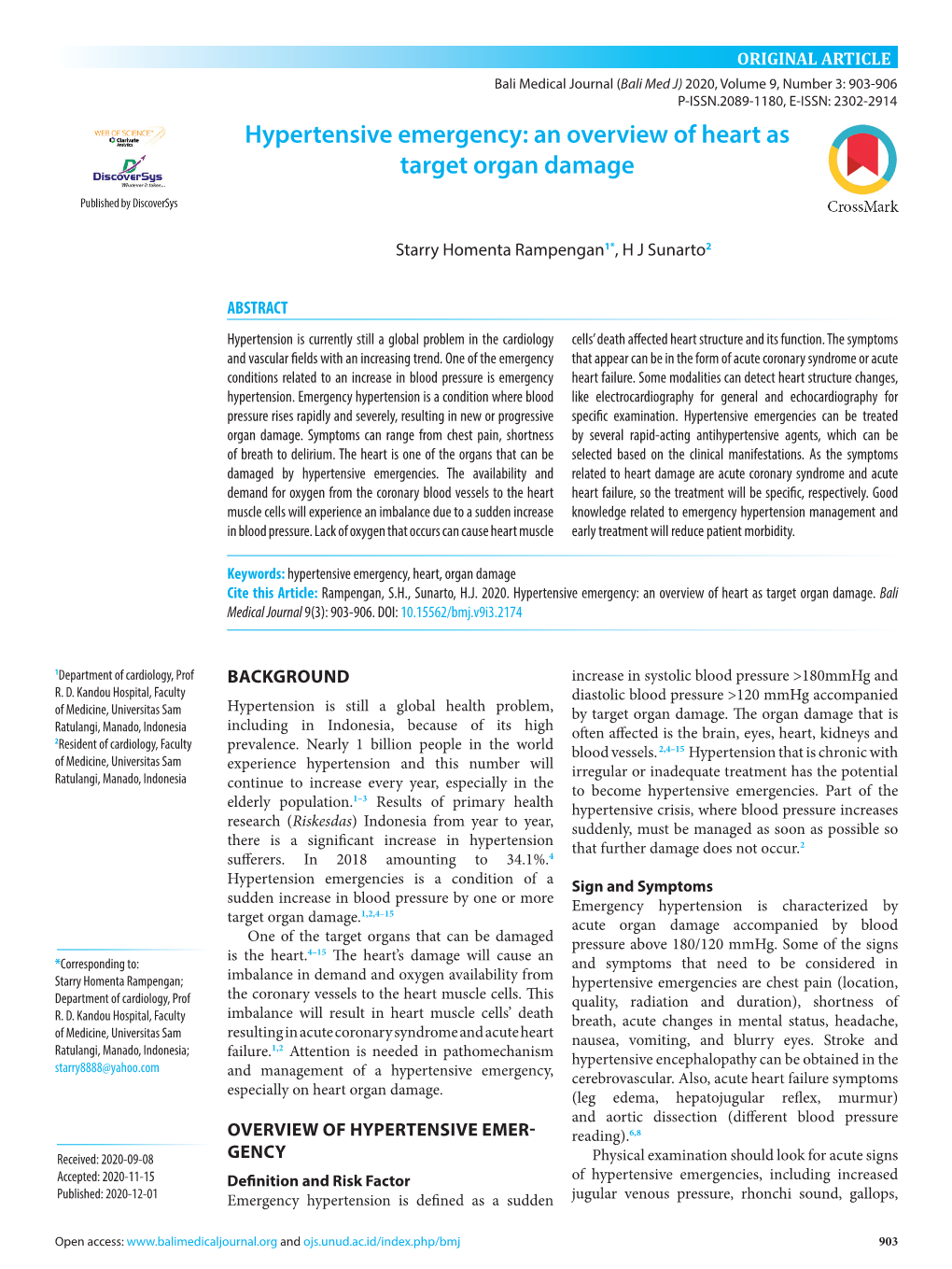 Hypertensive Emergency: an Overview of Heart As Target Organ Damage