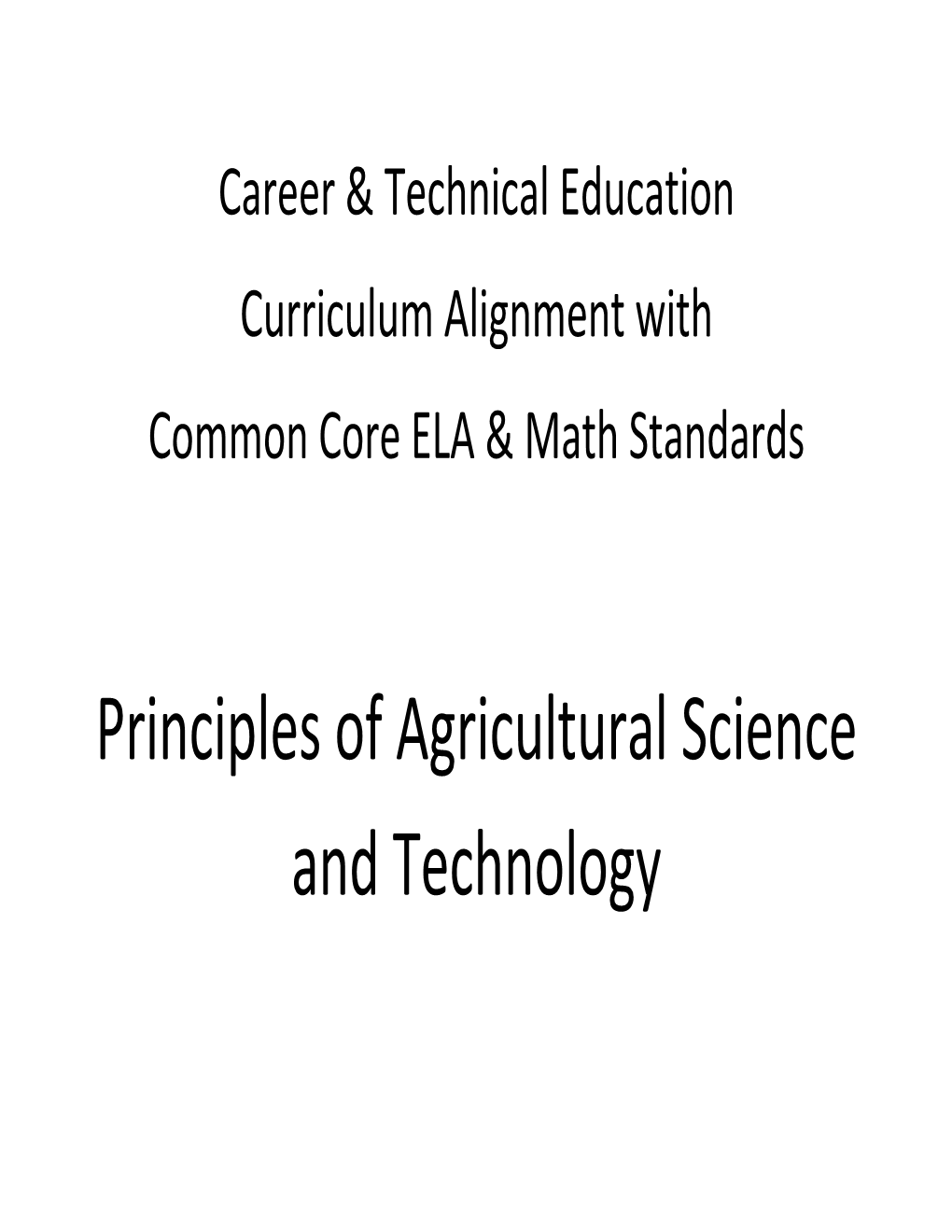 Principles of Agricultural Science and Technology