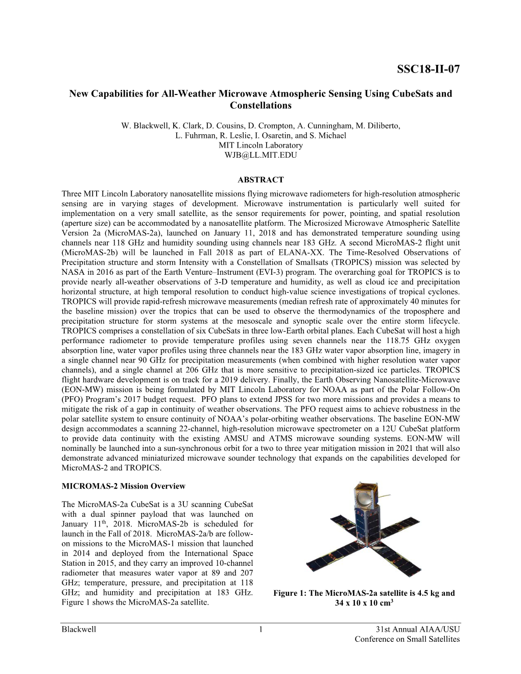 New Capabilities for All-Weather Microwave Atmospheric Sensing Using Cubesats and Constellations