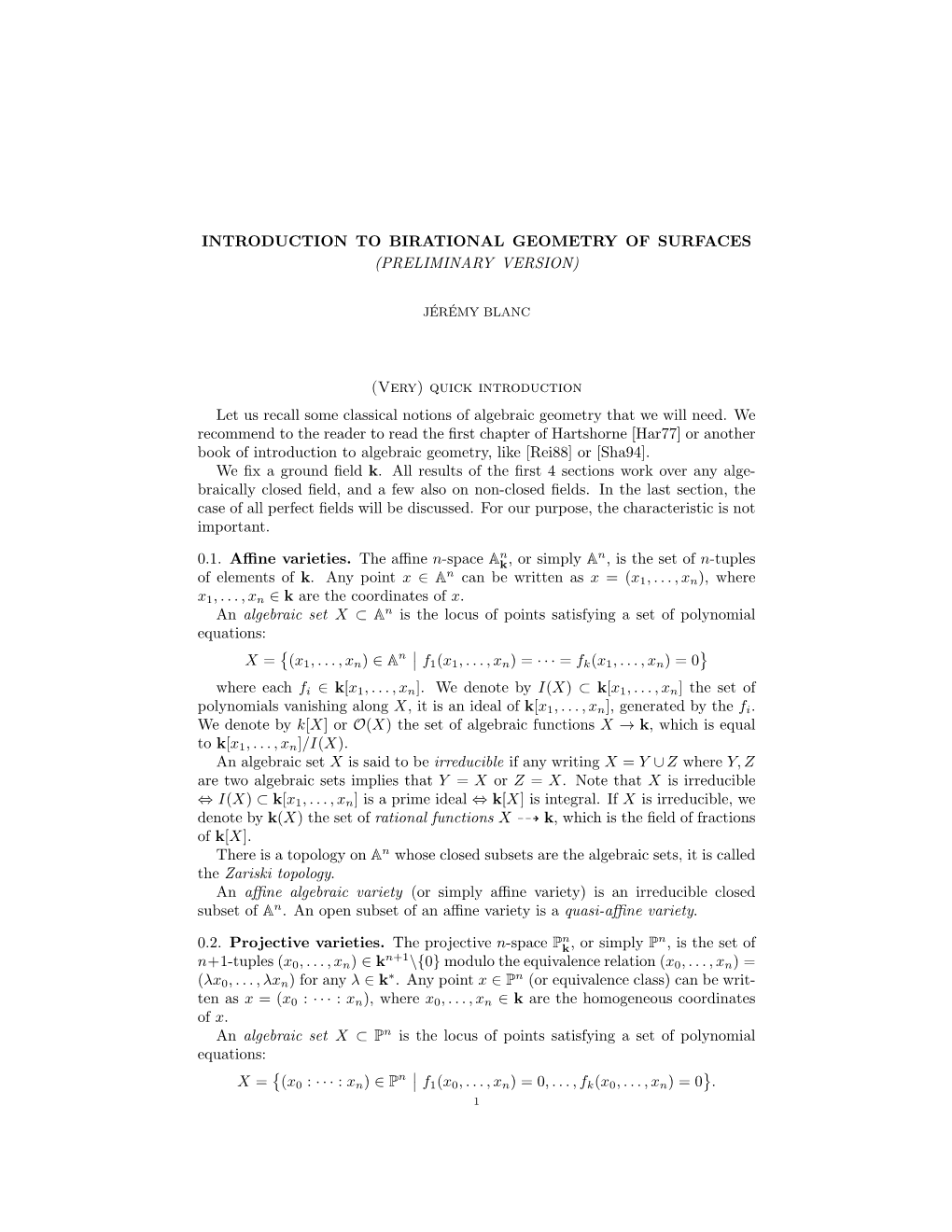 Introduction to Birational Geometry of Surfaces (Preliminary Version)