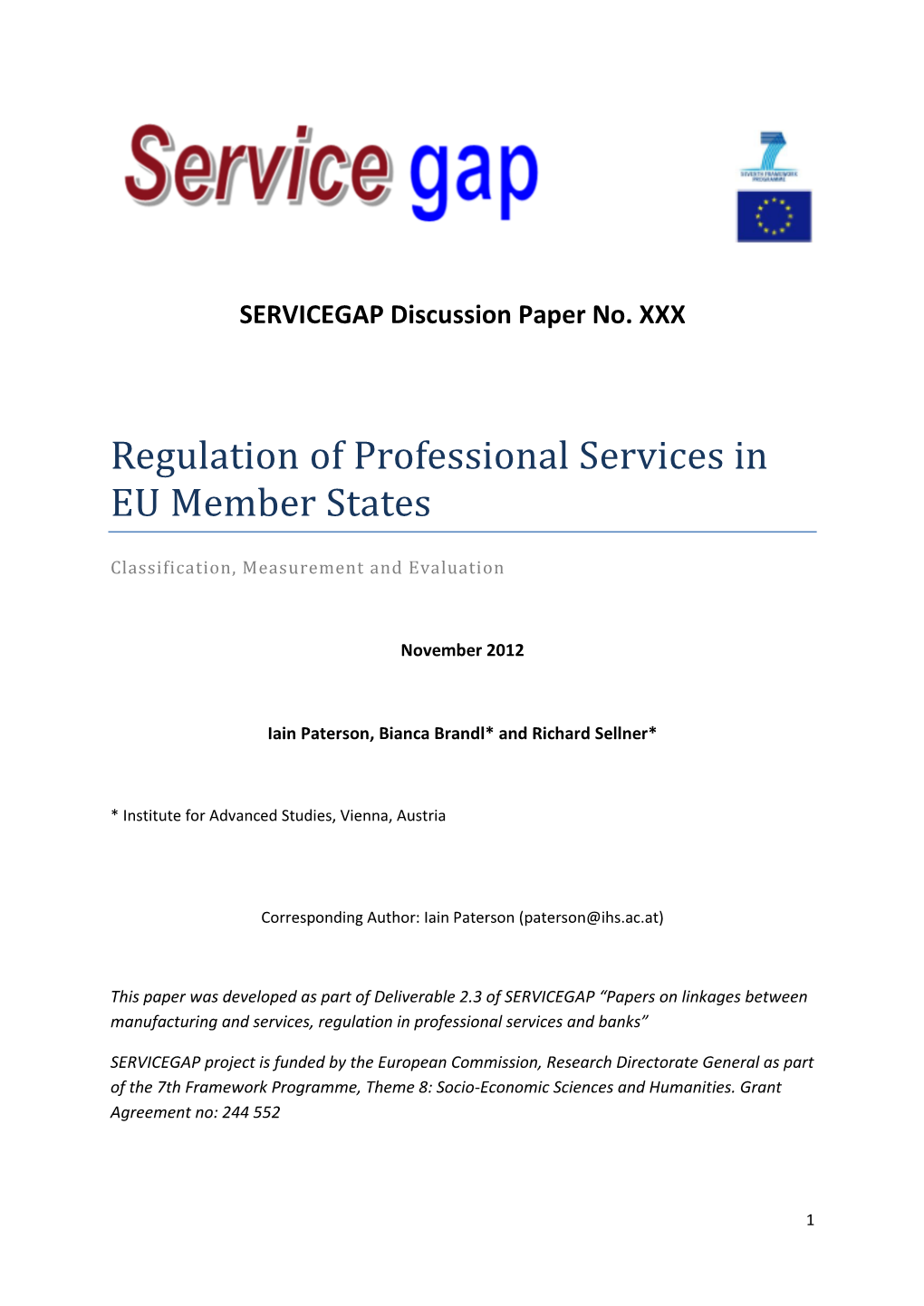 Regulation of Professional Services in EU Member States
