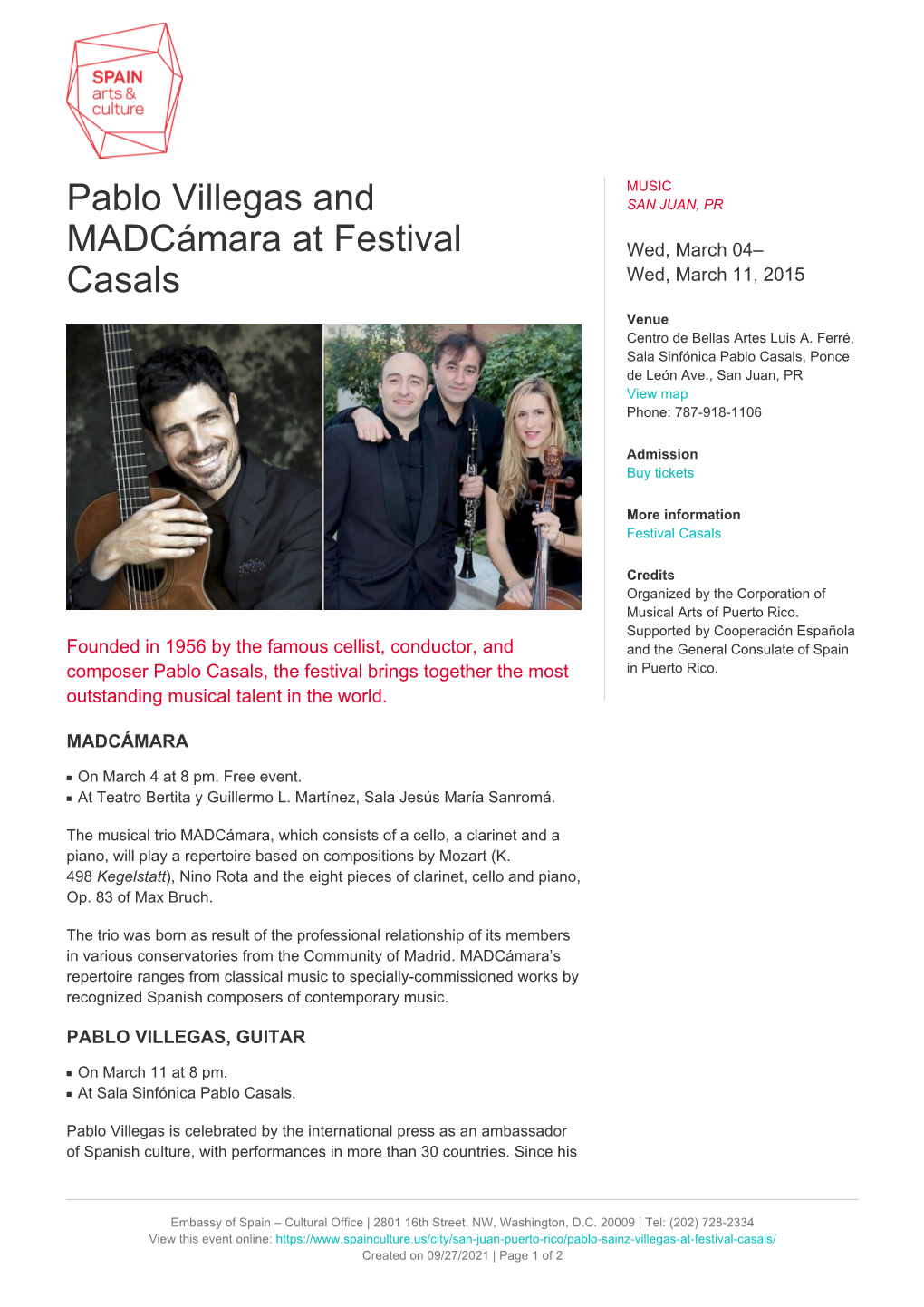 Pablo Villegas and Madcámara at Festival Casals