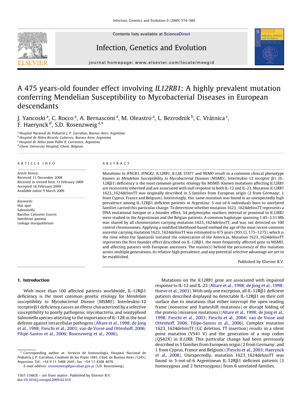 A 475 Years-Old Founder Effect Involving IL12RB1: a Highly Prevalent Mutation Conferring Mendelian Susceptibility to Mycobacterial Diseases in European Descendants