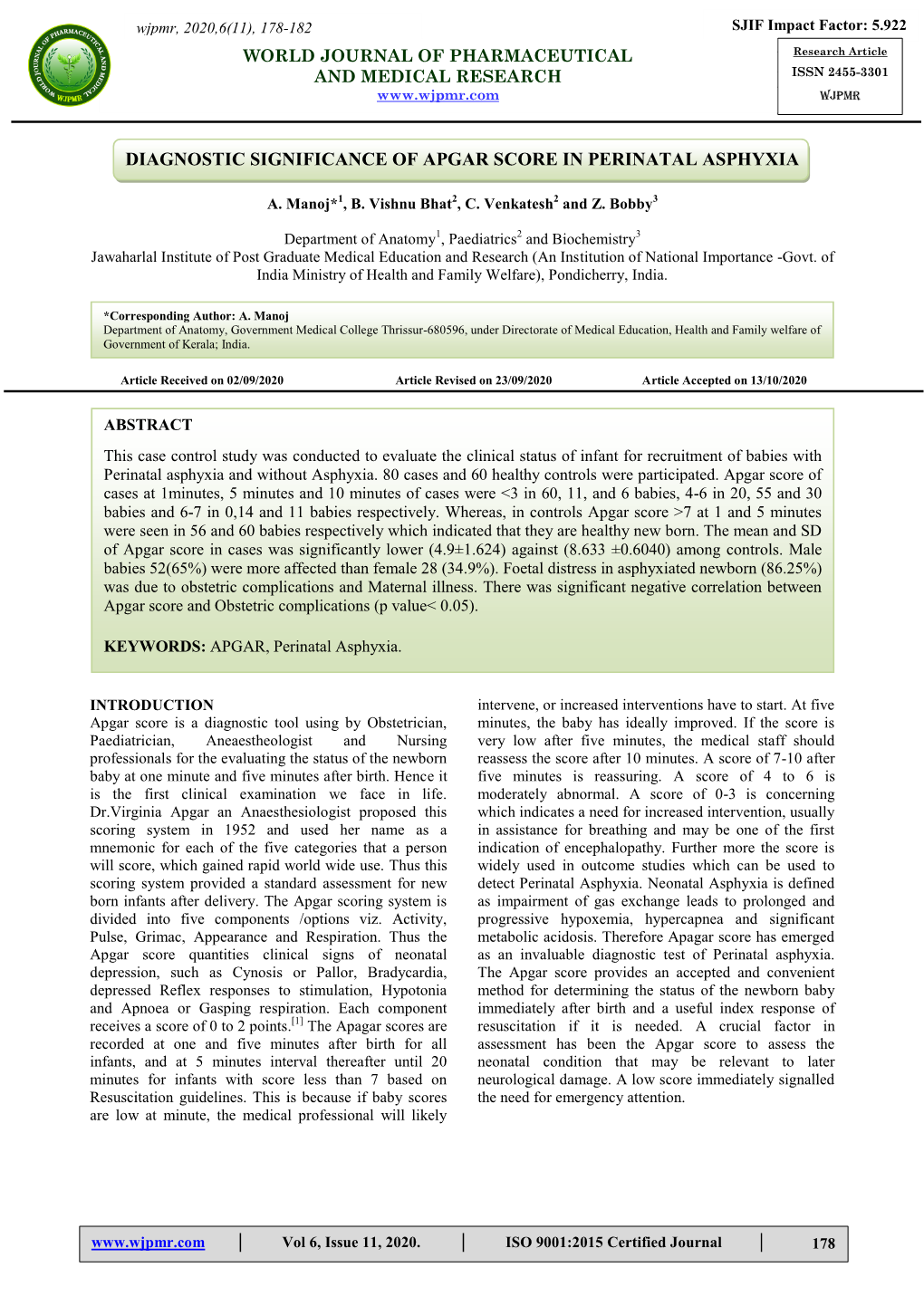 Diagnostic Significance of Apgar Score in Perinatal Asphyxia