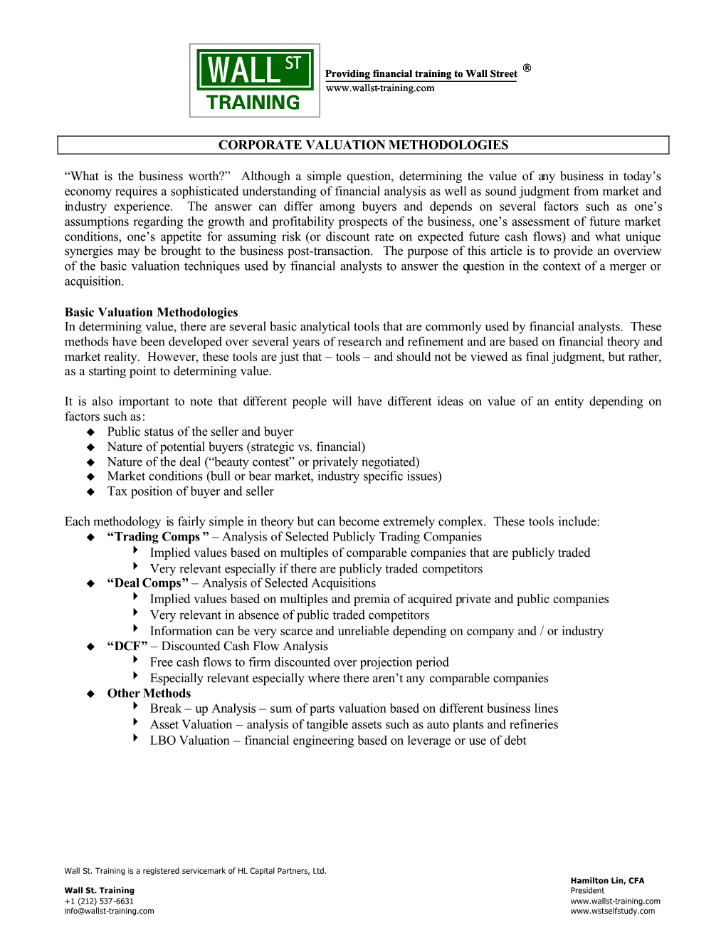 Valuation Methodologies V4 WST