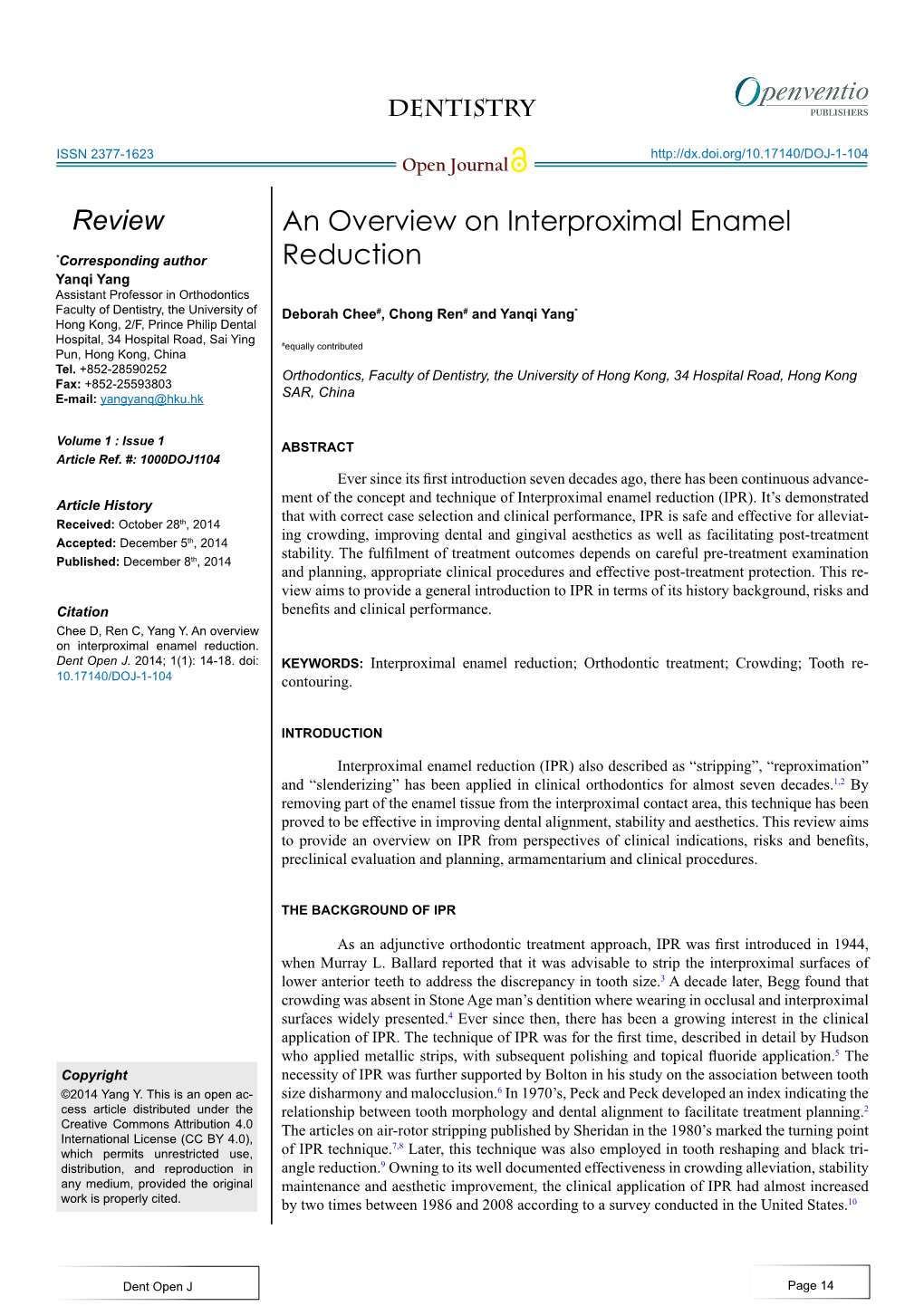 An Overview on Interproximal Enamel Reduction