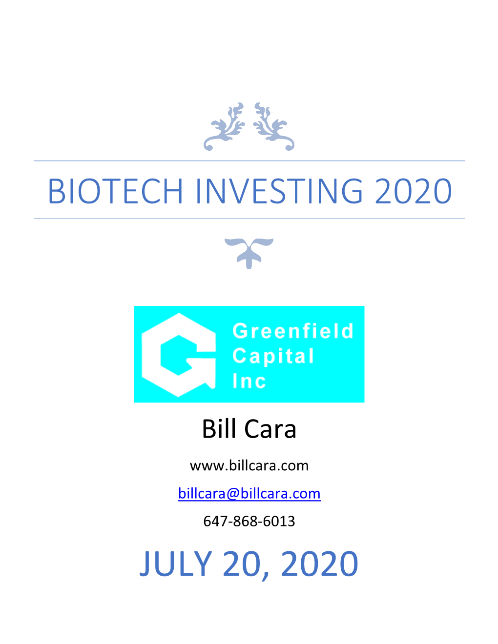 Biotech Investing 2020