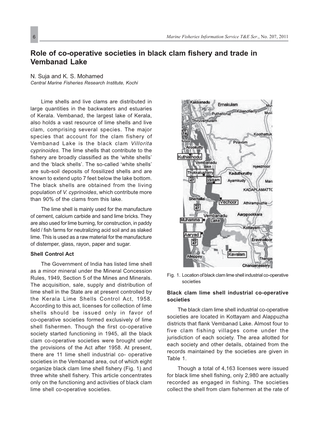 Role of Co-Operative Societies in Black Clam Fishery and Trade in Vembanad Lake