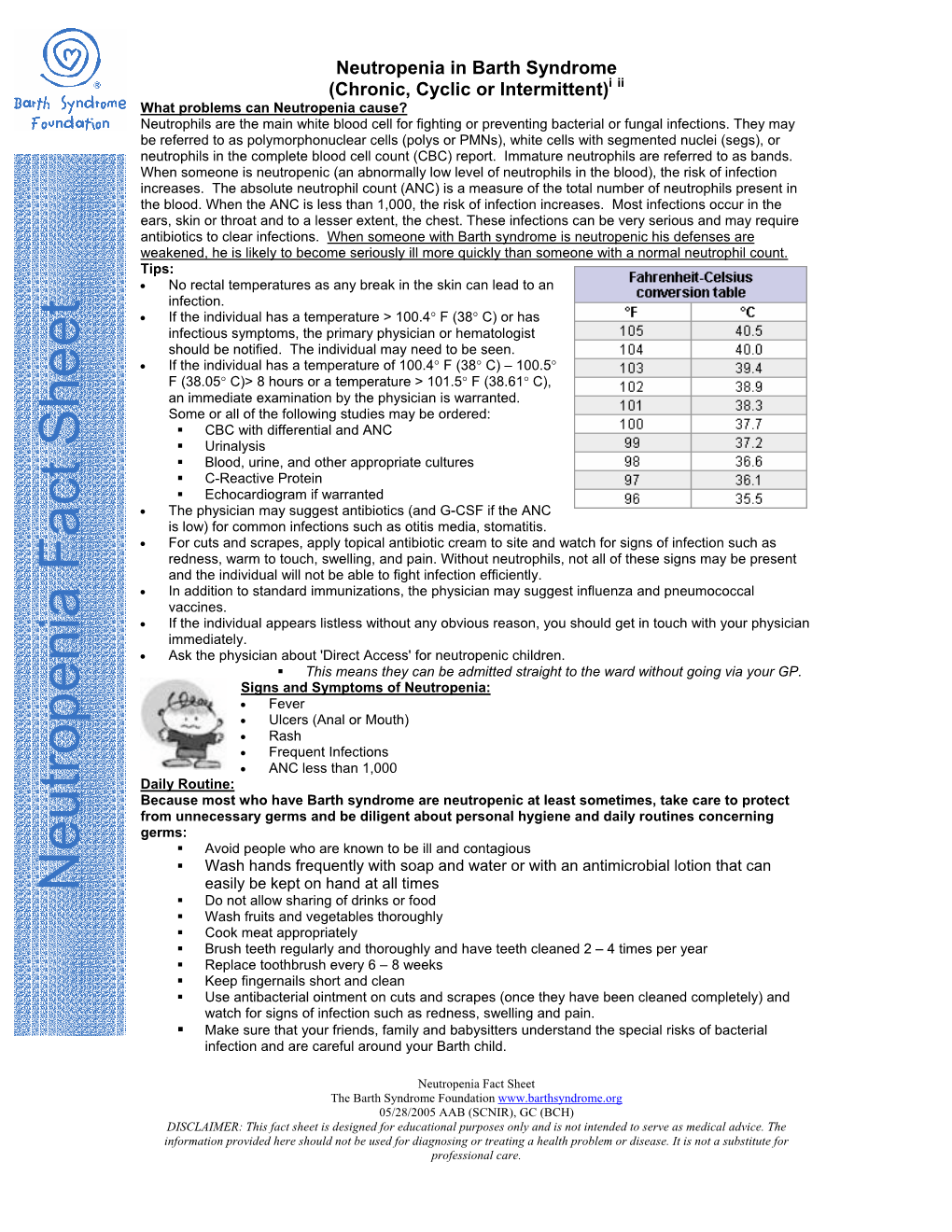 Neutropenia Fact Sheet