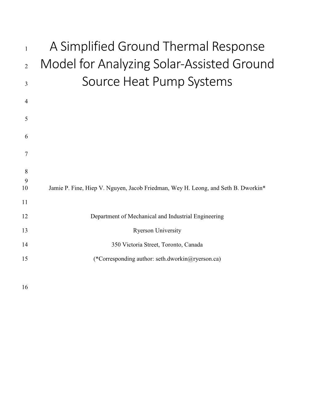 A Simplified Ground Thermal Response Model for Analyzing