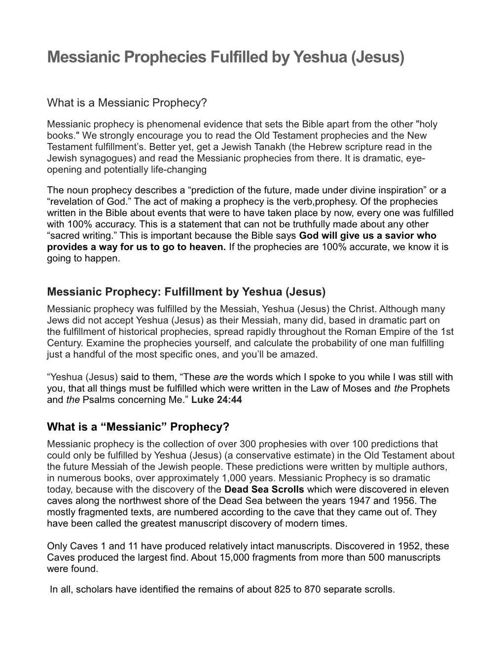 Messianic Prophecies Fulfilled by Yeshua (Jesus)