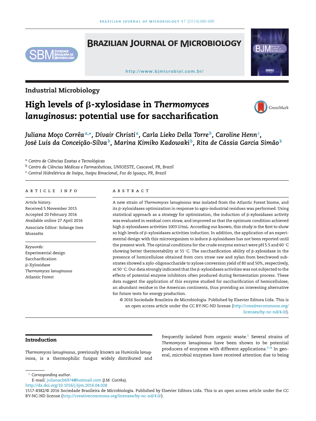 High Levels of Β-Xylosidase in Thermomyces Lanuginosus