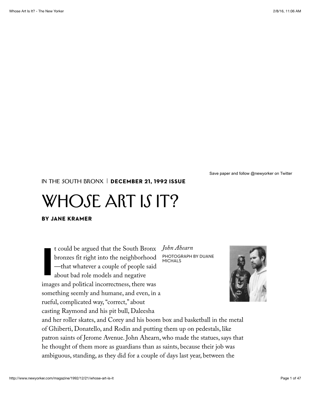 Whose Art Is It? - the New Yorker 2/8/16, 11:06 AM