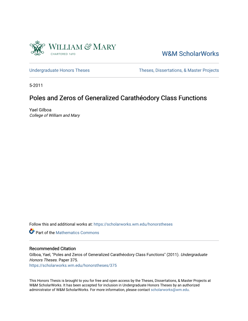 Poles and Zeros of Generalized Carathéodory Class Functions