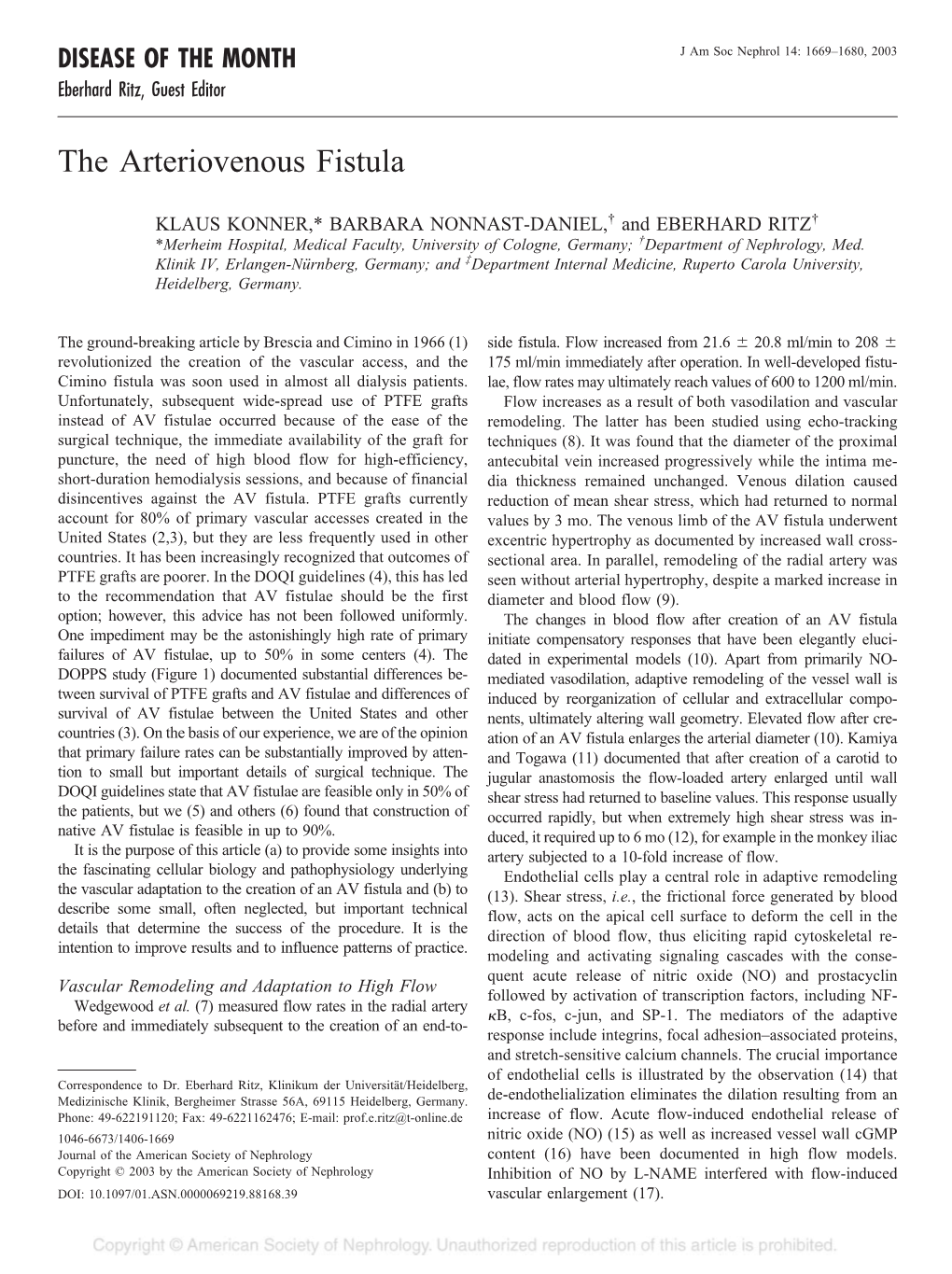 The Arteriovenous Fistula