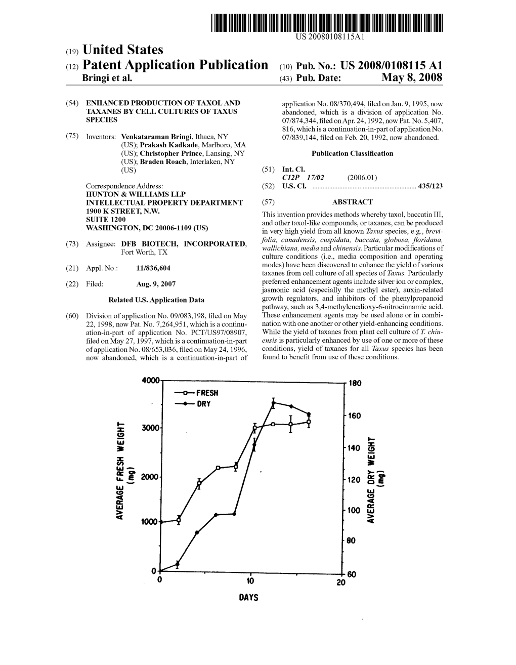 (12) Patent Application Publication (10) Pub. No.: US 2008/0108115 A1 Bringi Et Al