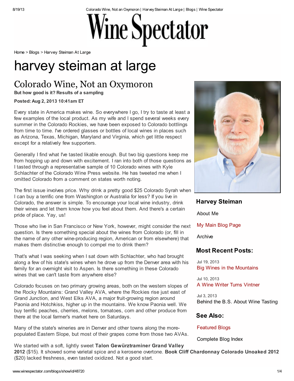 Harvey Steiman at Large | Blogs | Wine Spectator