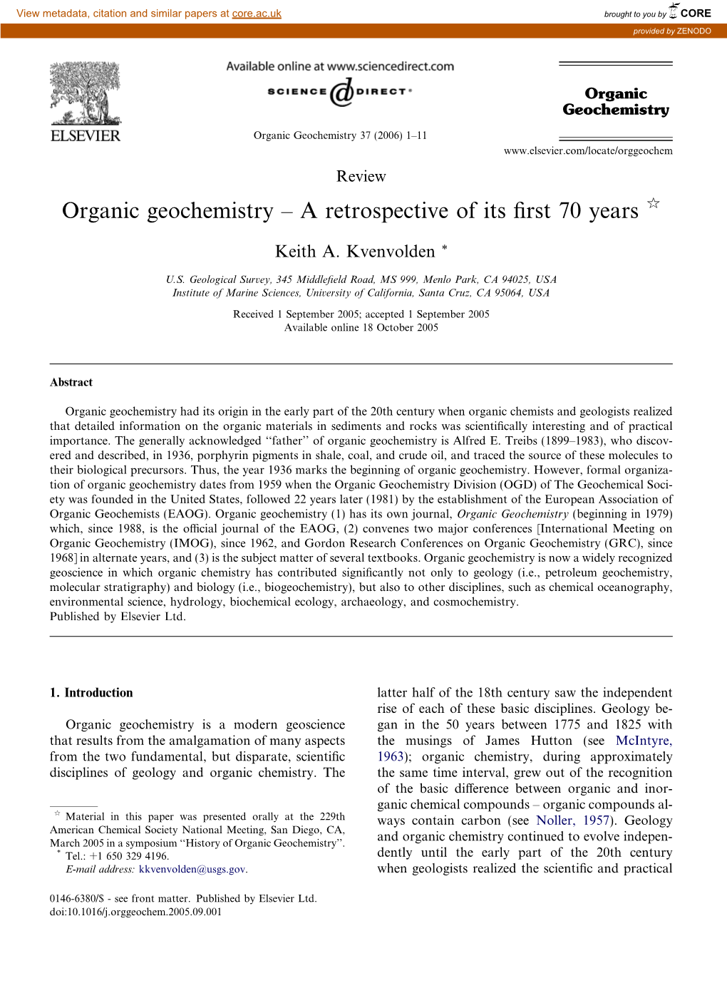 Organic Geochemistry