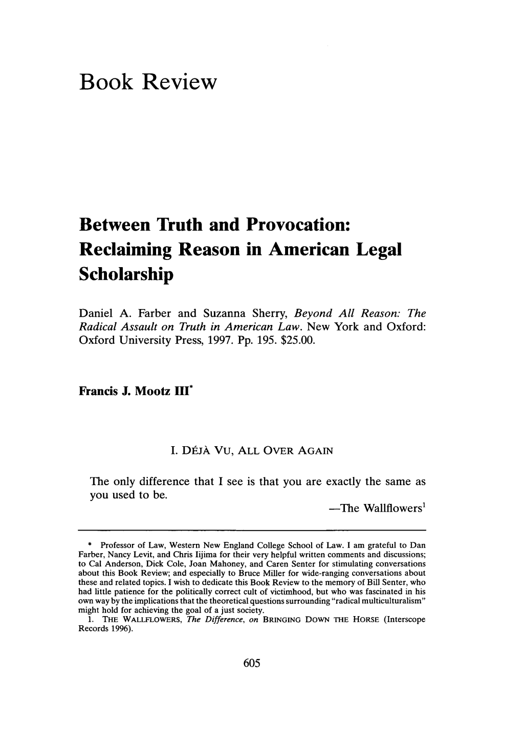 Between Truth and Provocation: Reclaiming Reason in American Legal Scholarship