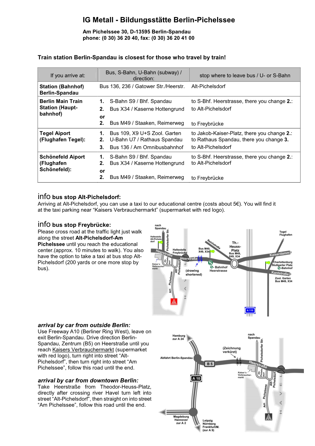 Directions IG Metall Pichelssee