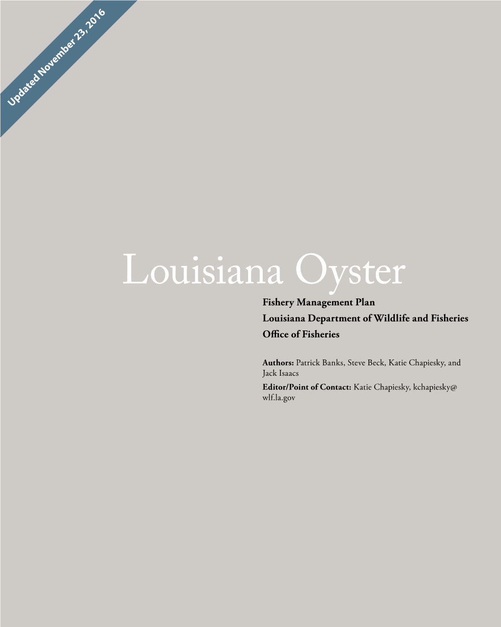 Louisiana Oyster Landings, 2000-2014