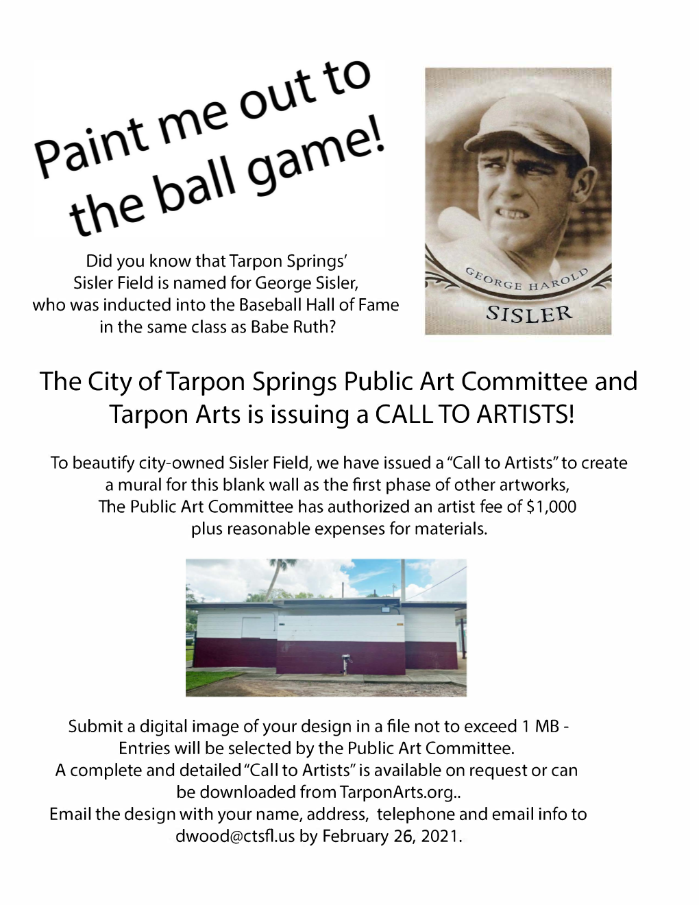 The City of Tarpon Springs Public Art Committee and Tarpon Arts Is Issuing a CALL to ARTISTS!