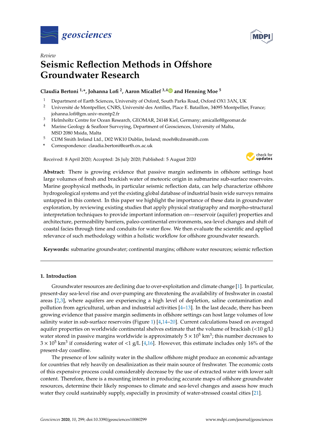 Seismic Reflection Methods in Offshore Groundwater Research