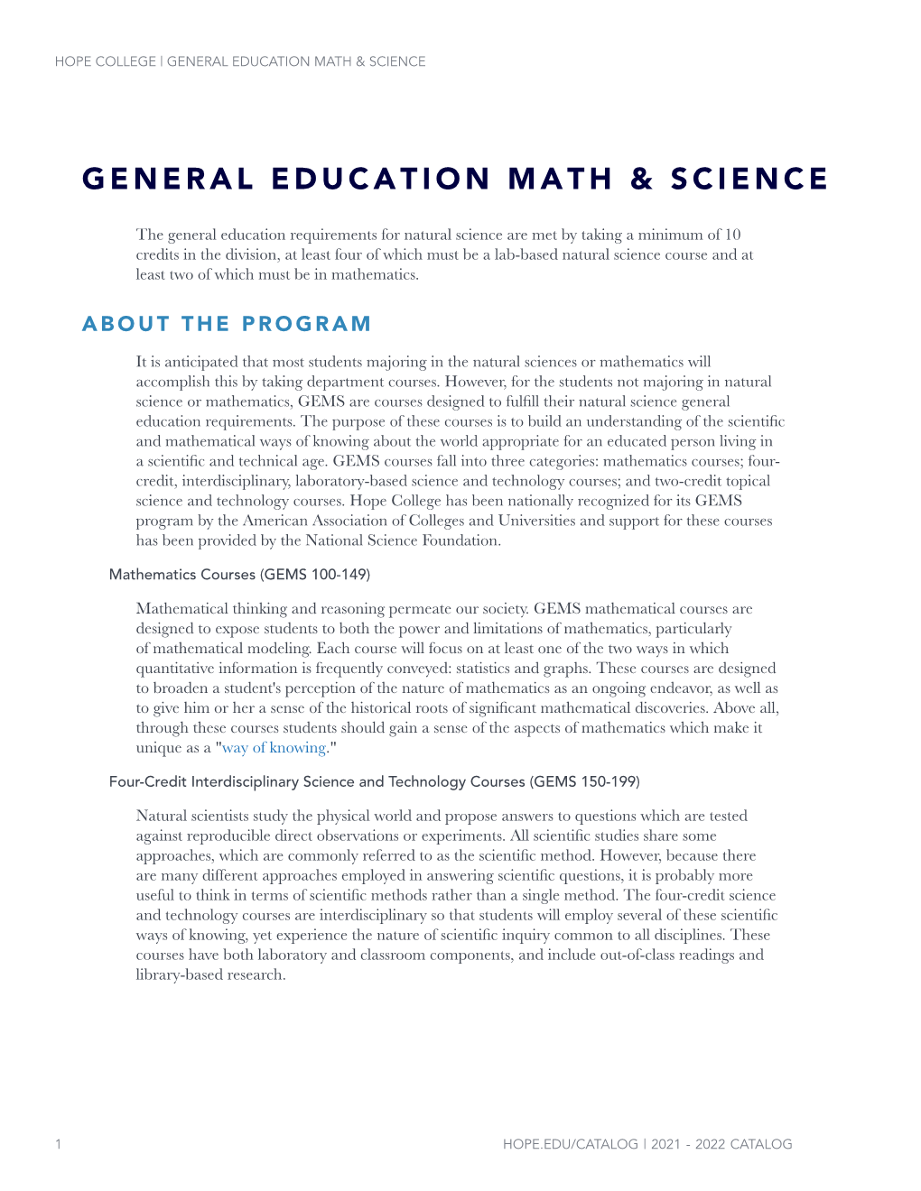 General Education Math & Science