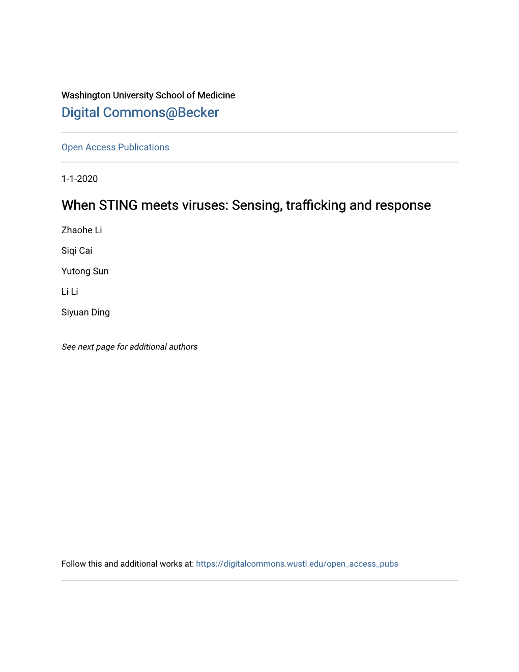 When STING Meets Viruses: Sensing, Trafficking Andesponse R