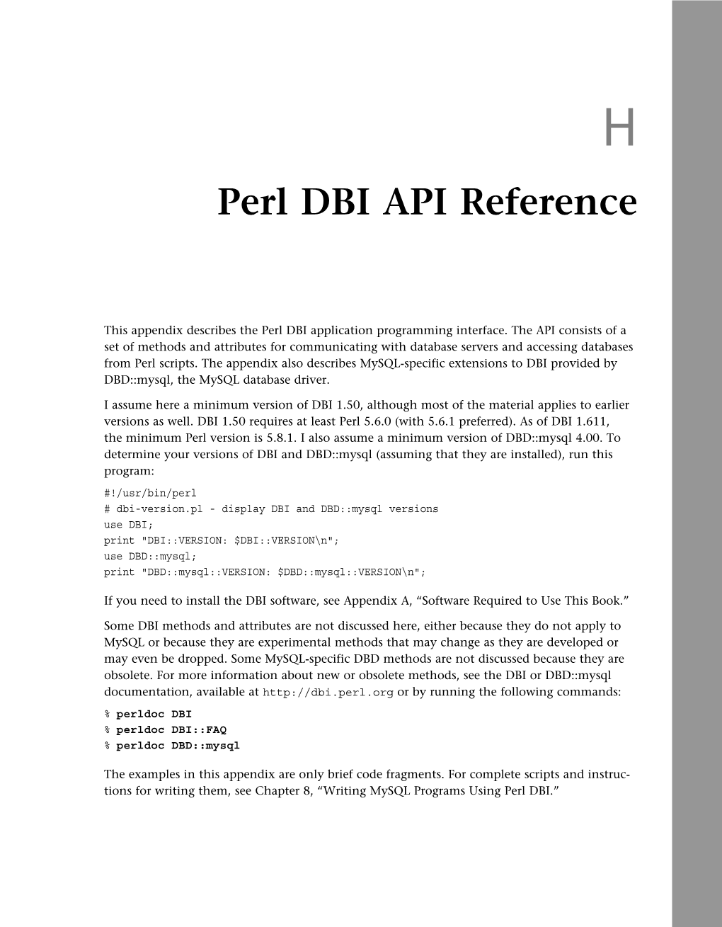 Perl DBI API Reference