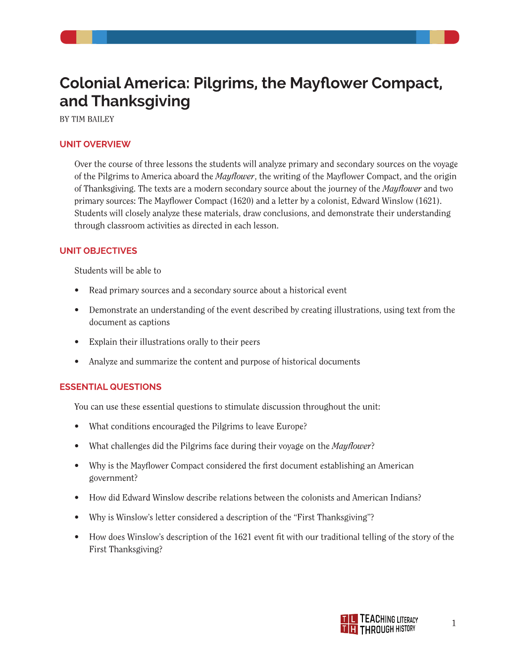 Pilgrims, the Mayflower Compact, and Thanksgiving by TIM BAILEY