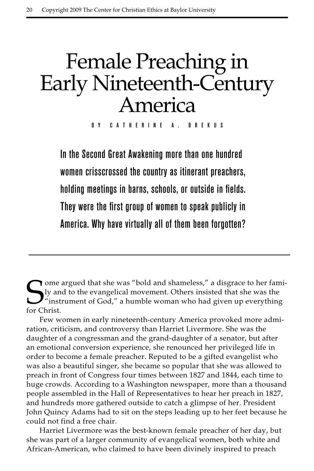 Female Preaching in Early Nineteenth-Century America by Catherine A