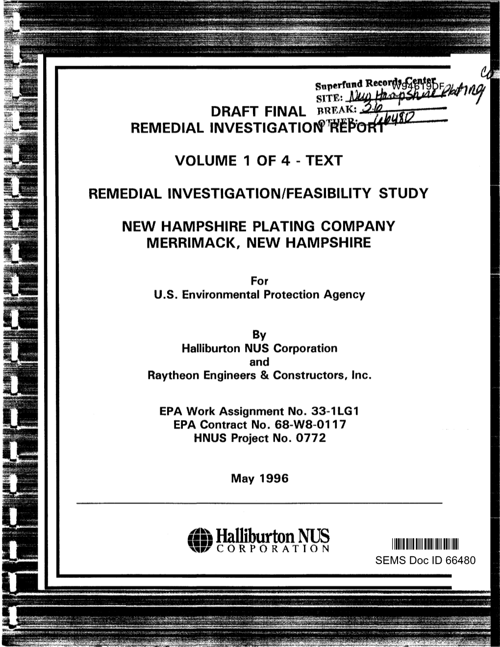 Draft Final Remedial Investigation / Feasibility Study (Ri/Fs)