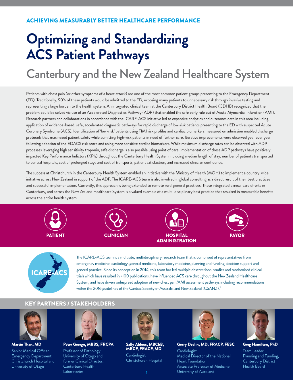 Optimizing and Standardizing ACS Patient Pathways Canterbury and the New Zealand Healthcare System