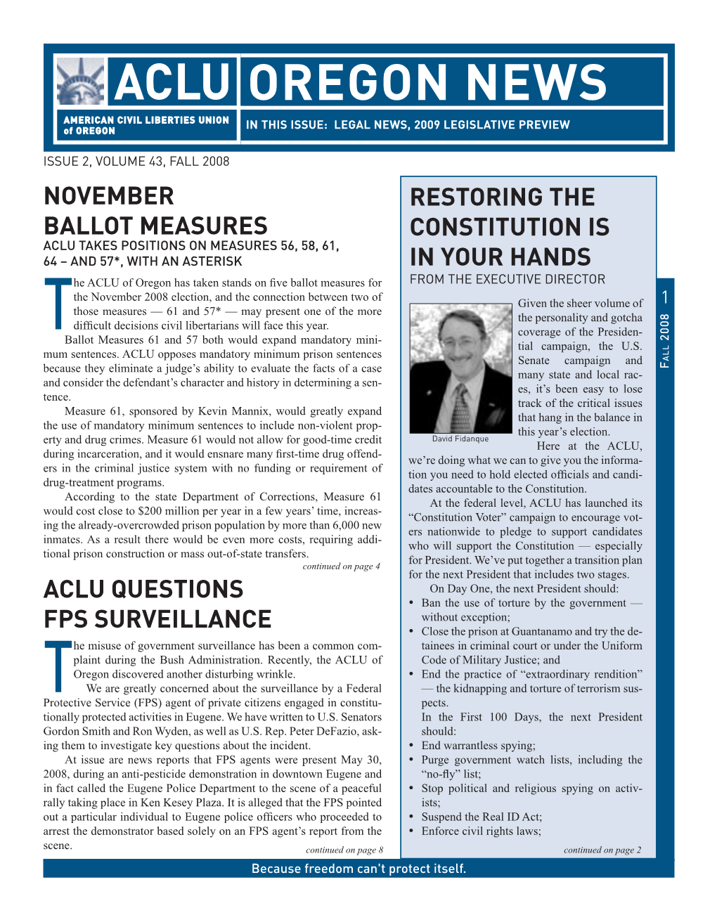 OREGON NEWS in This Issue: Legal News, 2009 Legislative Preview