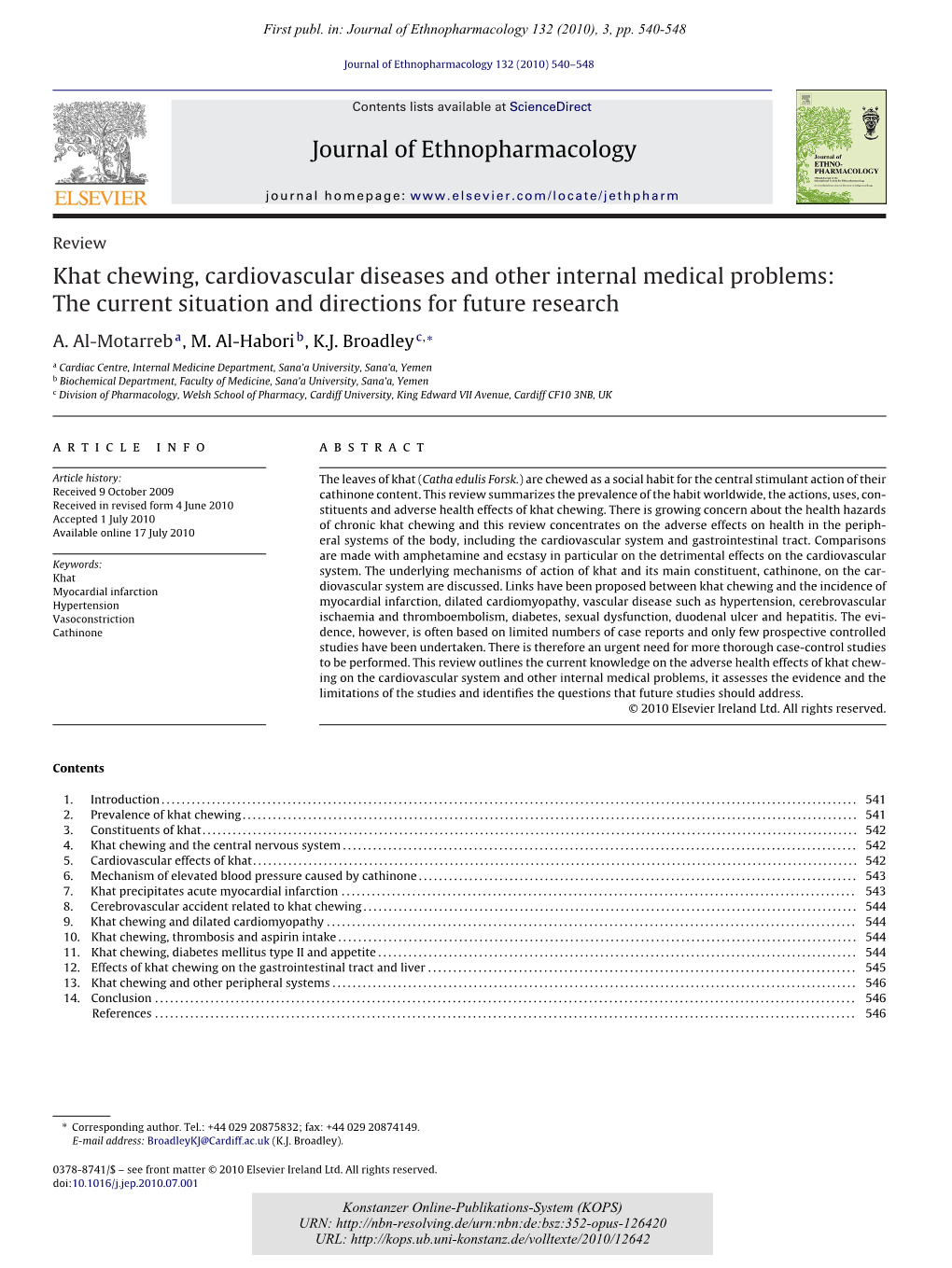 Khat Chewing, Cardiovascular Diseases and Other Internal Medical Problems: the Current Situation and Directions for Future Research