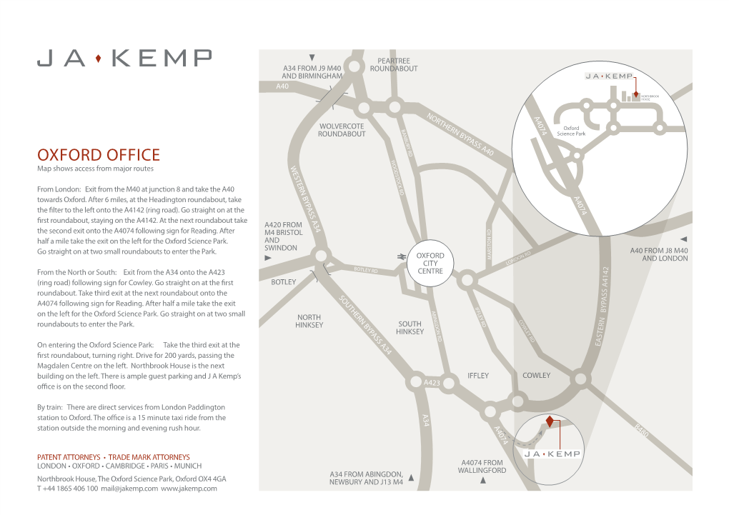 OXFORD OFFICE W OODST Map Shows Access from Major Routes WESTERN B