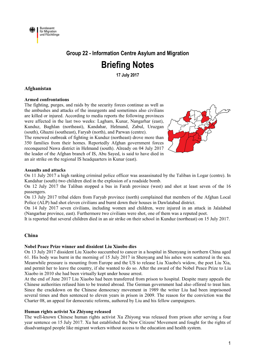 Briefing Notes 17 July 2017