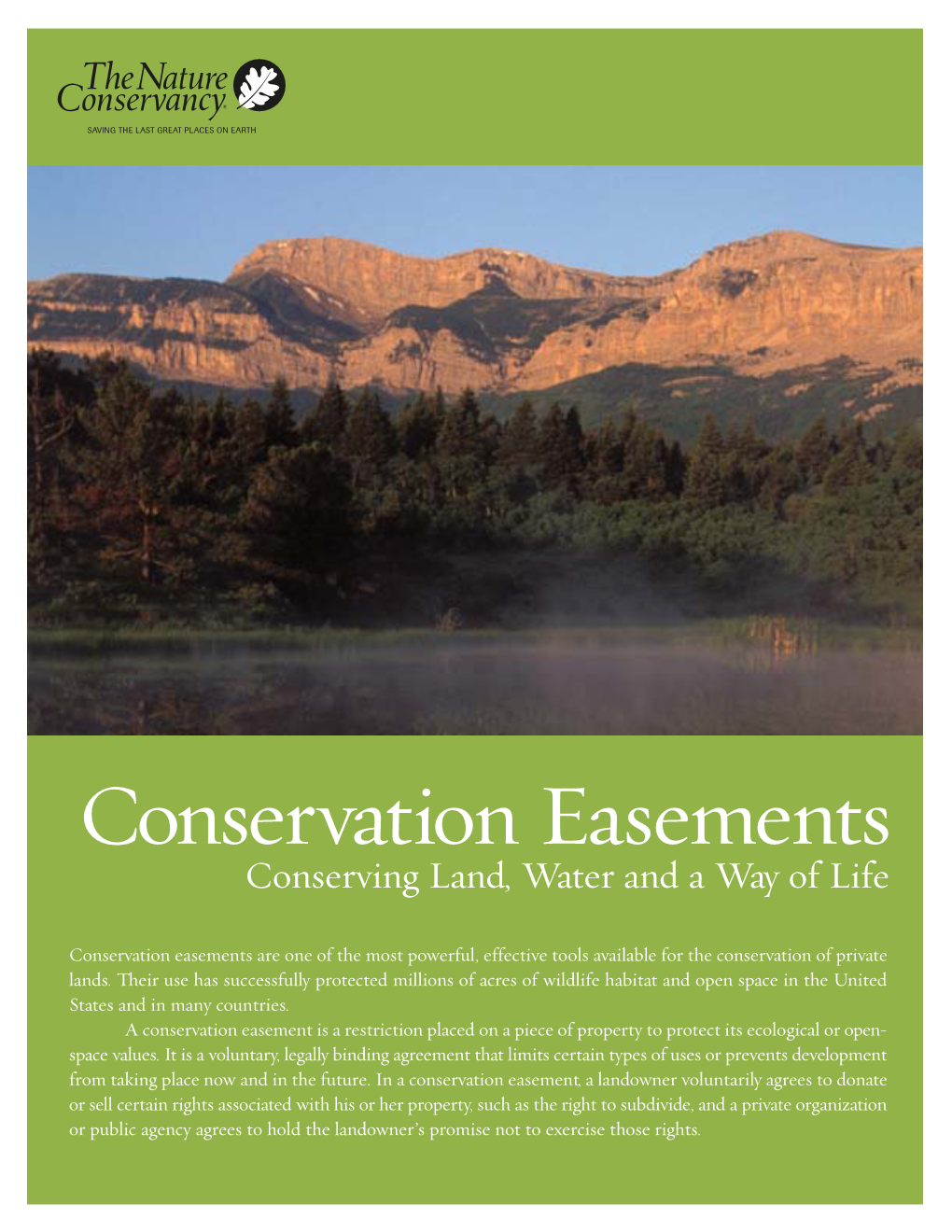 Conservation Easements Conserving Land, Water and a Way of Life