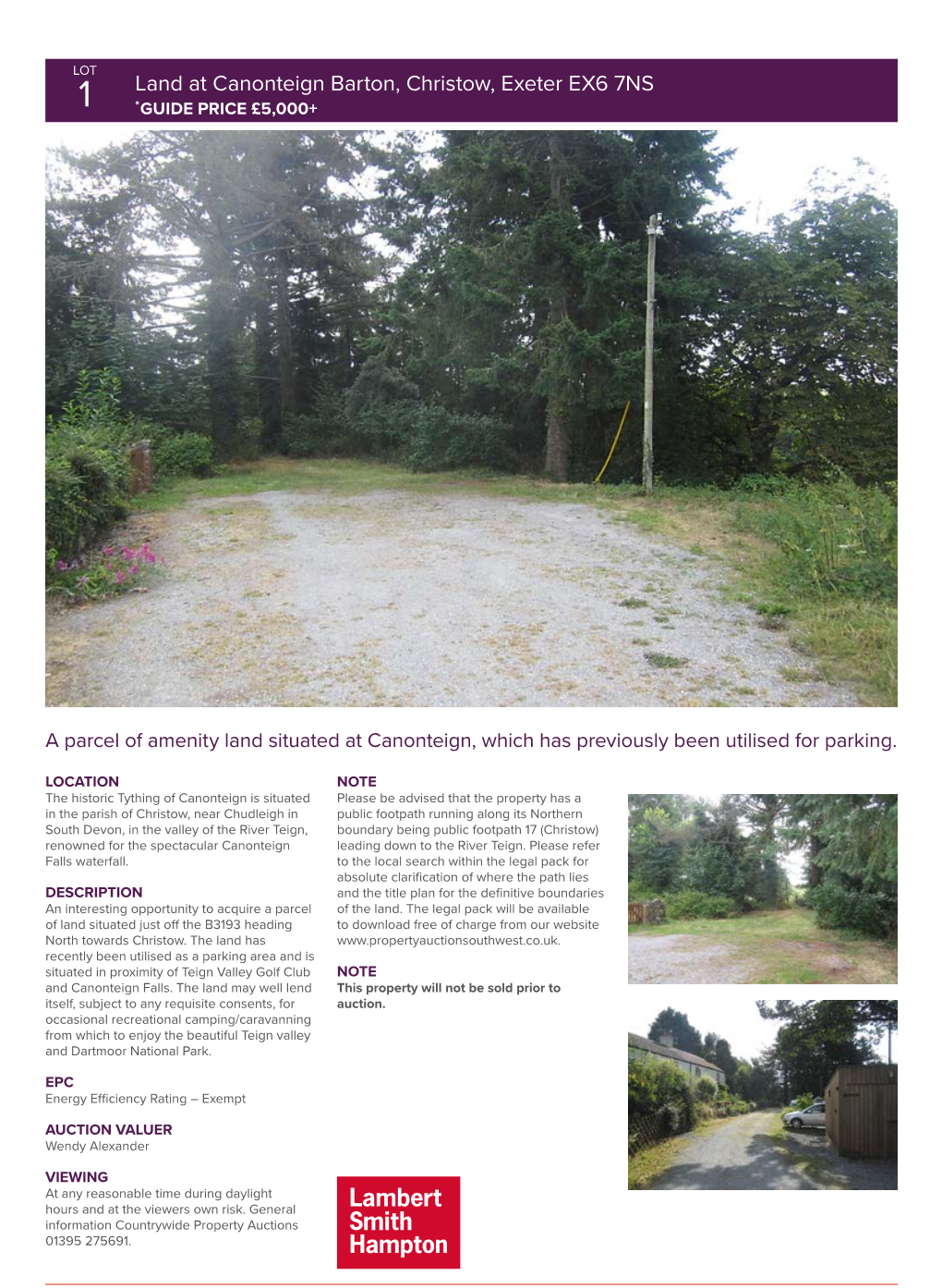 Land at Canonteign Barton, Christow, Exeter EX6 7NS 1 *GUIDE PRICE £5,000+
