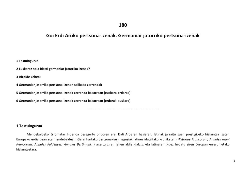 180 Goi Erdi Aroko Pertsona-Izenak. Germaniar Jatorriko Pertsona-Izenak